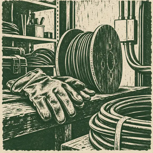 Illustration of electrical contractors equipment and workspace